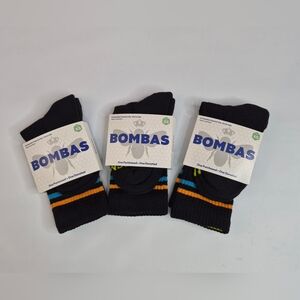 3 pair Black Bombas Youth / Women Crew Socks Size XS Bee Honeycomb Shark Tank